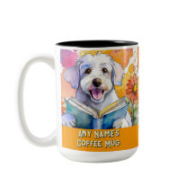 Caneca de Café Duas Cores Schnoodle Lendo o Grande