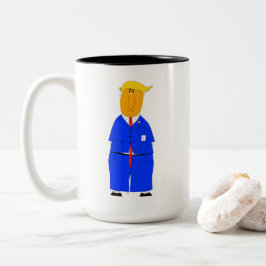 Em Dois Tons Caneca de café e chá engraçada do DJT Trump