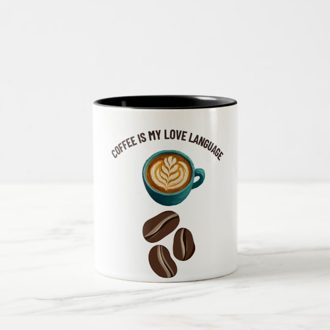 Em Dois Tons caneca de café é minha linguagem do amor/café engr (Centro)