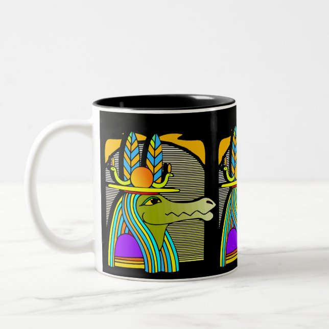 Em Dois Tons Caneca de café egípcia do design dos hieroglyphics (Esquerda)