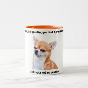 Em Dois Tons Caneca de Café Engraçada com Atitude de Chihuahua
