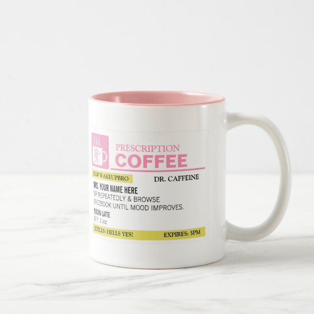 Em Dois Tons Caneca de café engraçada da prescrição (Direita)