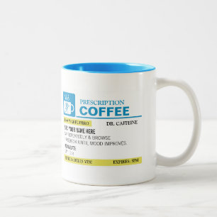 Em Dois Tons Caneca de café engraçada da prescrição