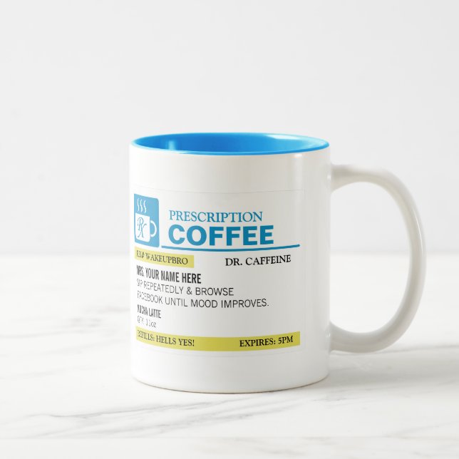 Em Dois Tons Caneca de café engraçada da prescrição (Direita)