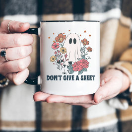 Em Dois Tons Caneca de café engraçada de Halloween com fantasma