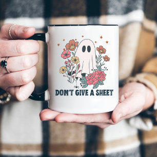 Em Dois Tons Caneca de café engraçada de Halloween com fantasma