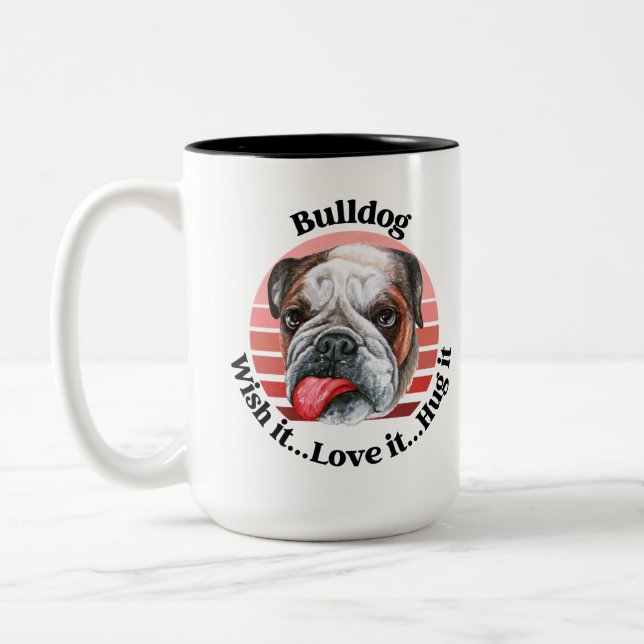 Em Dois Tons Caneca de café engraçada do Bulldog Two-Tone (Esquerda)