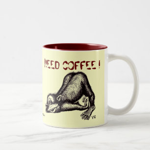Em Dois Tons Caneca de café engraçada do macaco