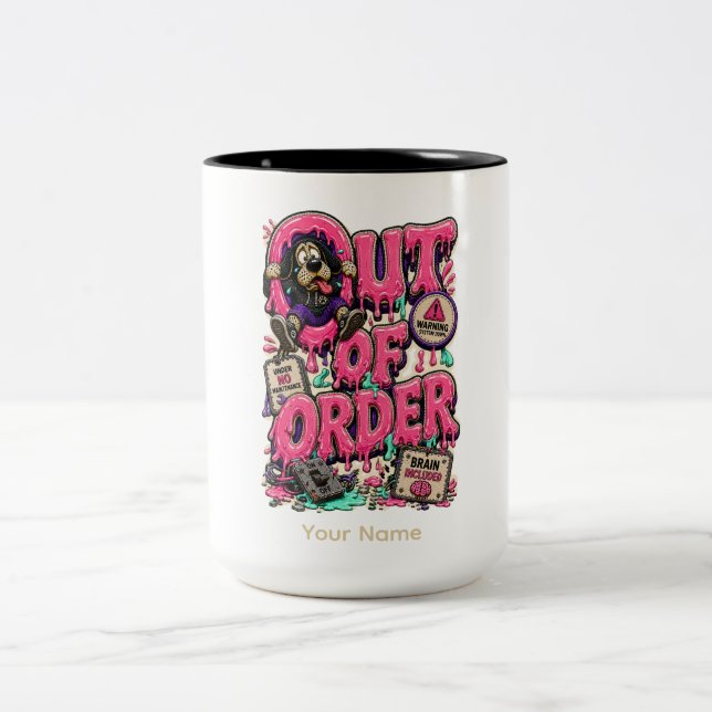 Em Dois Tons Caneca de Café Engraçada Personalizada Fora de Ord (Centro)