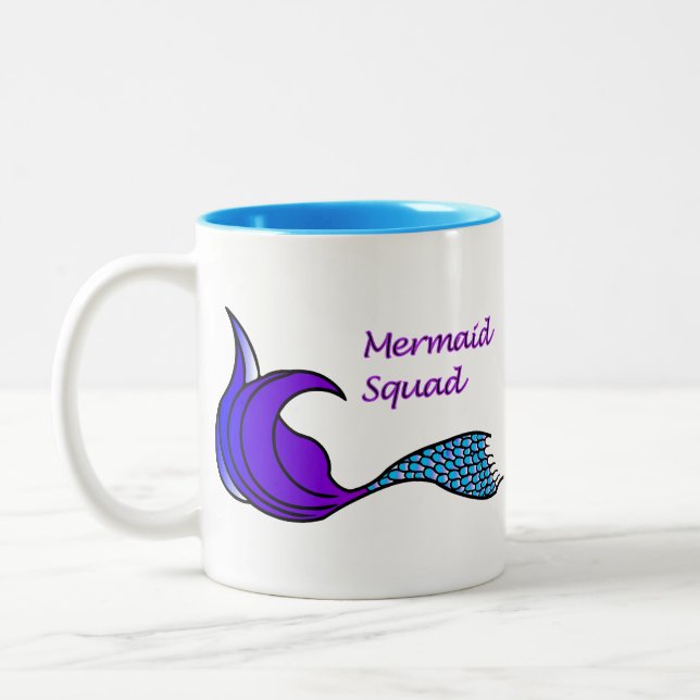 Em Dois Tons Caneca de café esquadrão de Sereia azul e roxa (Esquerda)