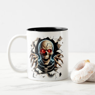 Em Dois Tons Caneca de Café Esqueleto de Halloween