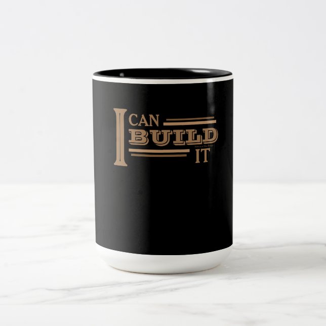 Em Dois Tons Caneca de Café 'Eu Posso Construir' (Preta) (Centro)