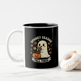 Em Dois Tons Caneca de Café Fantasma Fofo da Temporada Assustad