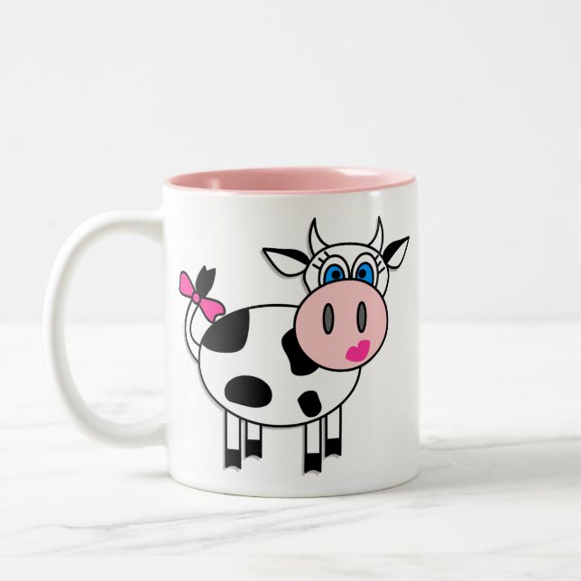 Em Dois Tons Caneca de café feliz da vaca da menina (Esquerda)