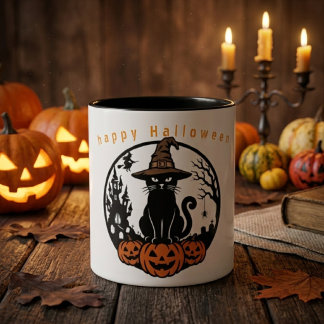 Em Dois Tons Caneca de café Feliz Halloween Abóbora Assustadora