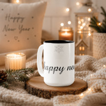 Caneca de Café Floco de Neve Ano Novo Feliz