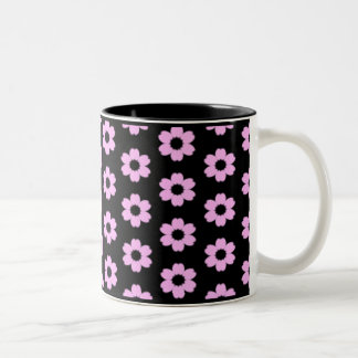 Em Dois Tons Caneca de café floral do preto e do rosa