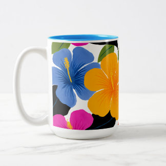 Em Dois Tons Caneca de Café Floral Tropical Colorida – Fluxo Vi