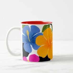 Em Dois Tons Caneca de Café Floral Tropical Colorida – Fluxo Vi