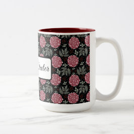 Em Dois Tons Caneca de Café Flores Rosas Aconchegantes de Inver