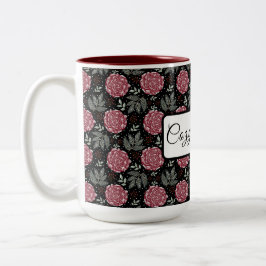 Em Dois Tons Caneca de Café Flores Rosas Aconchegantes de Inver