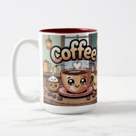Em Dois Tons Caneca de Café Fofa Marrom com Duas Cores