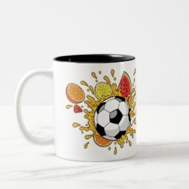 Em Dois Tons Caneca de Café Funny Soccer Fruit Splash