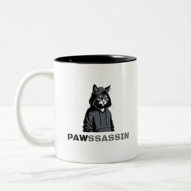Em Dois Tons Caneca de Café Gata da Rua PAWSSASSIN (Esquerda)