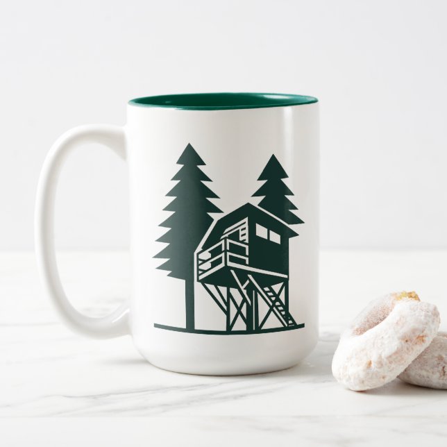 Em Dois Tons Caneca de café Gatesman Treehouse (Com Donut)