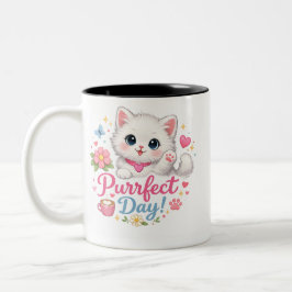 Em Dois Tons Caneca de Café Gatinho Fofo Dia Perfeito