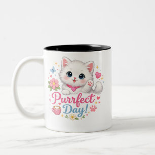 Em Dois Tons Caneca de Café Gatinho Fofo Dia Perfeito