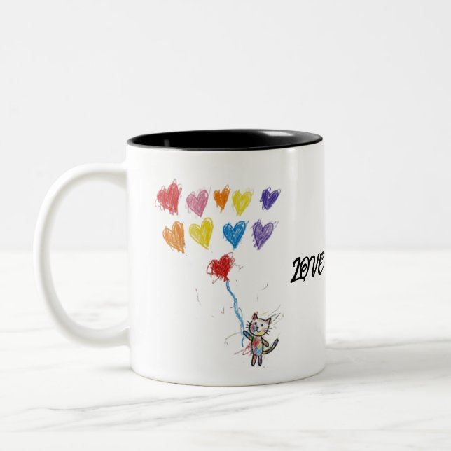 Em Dois Tons Caneca de Café GATO AMO VOCÊ (Esquerda)