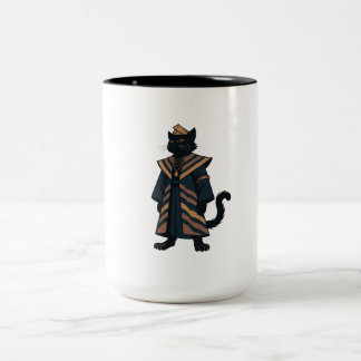 Em Dois Tons Caneca de Café Gato Preto Faraó