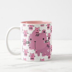 Em Dois Tons Caneca de Café Gatos Rosa