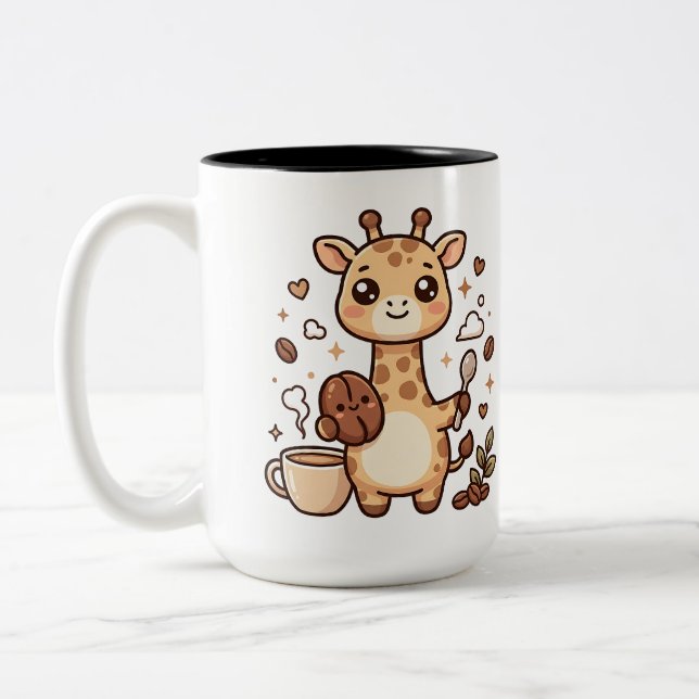 Em Dois Tons Caneca de Café Girafa Kawaii de Duas Cores (Esquerda)