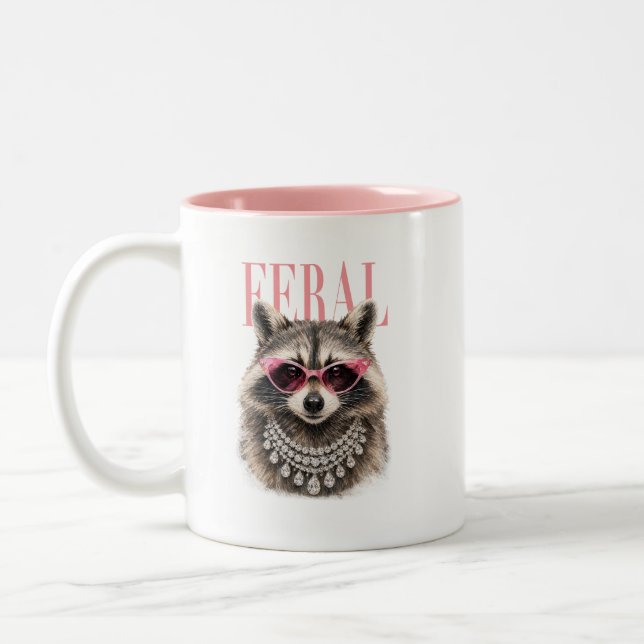 Em Dois Tons Caneca de Café Glamour de Guaxinim Feral Chic (Esquerda)