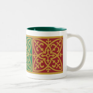 Em Dois Tons Caneca de café gótico vermelha e verde para feriad