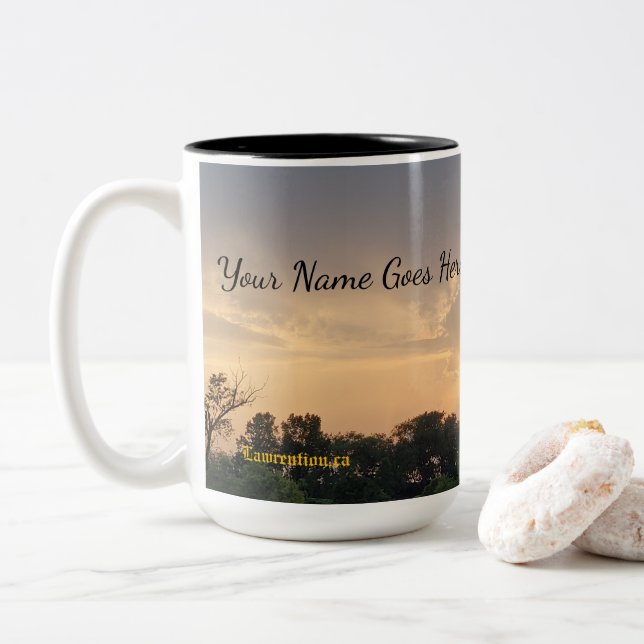 Em Dois Tons Caneca de Café Grande (Com Donut)