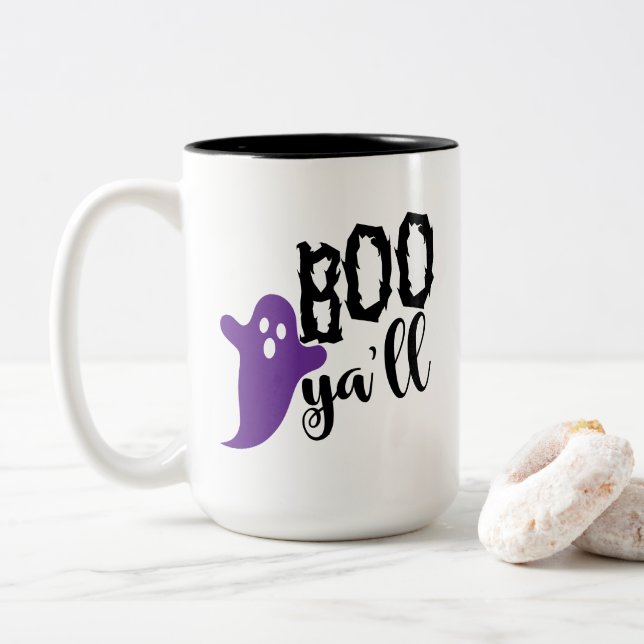 Em Dois Tons Caneca de Café Halloween Boo (Com Donut)