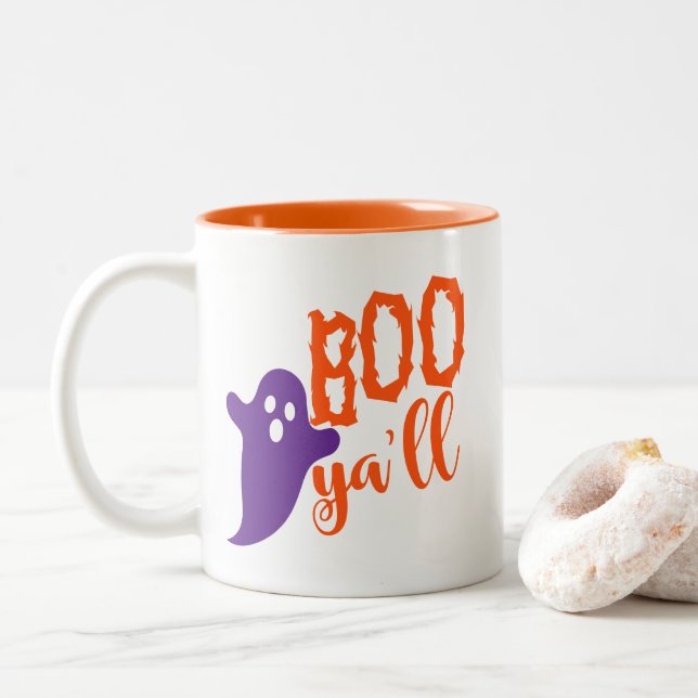 Em Dois Tons Caneca de Café Halloween Boo (Com Donut)
