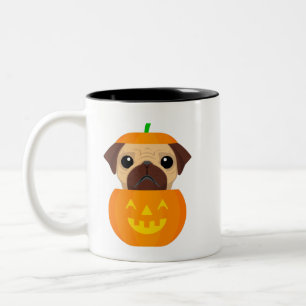 Em Dois Tons Caneca de Café Halloween Pugkin