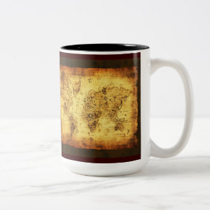 Em Dois Tons Caneca de café histórica do mapa de Velho Mundo 