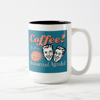 Em Dois Tons Caneca de café homossexual da agenda dos homens