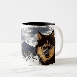 Em Dois Tons Caneca de Café Husky Siberiano