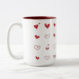 Em Dois Tons Caneca de café impressa com coração personalizado