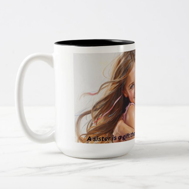 Em Dois Tons caneca de café irmãs para sempre (Esquerda)