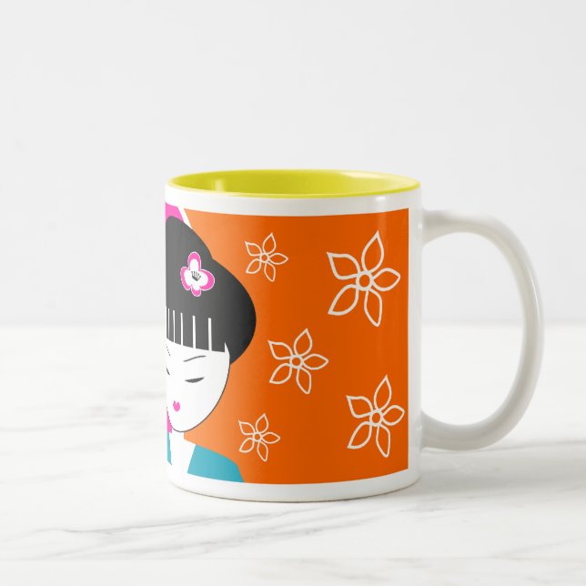 Em Dois Tons Caneca de café japonesa moderna da menina de (Direita)