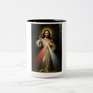 Em Dois Tons Caneca de Café Jesus da Divina Misericórdia