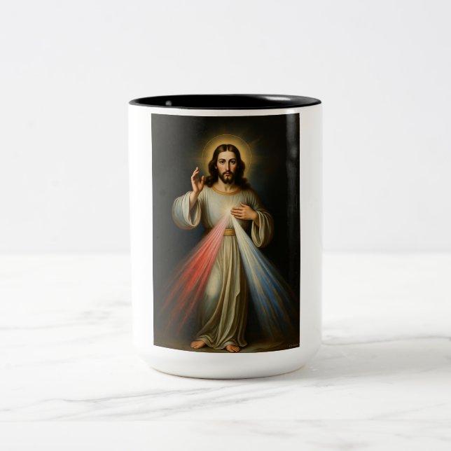 Em Dois Tons Caneca de Café Jesus da Divina Misericórdia (Centro)