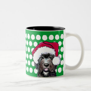Em Dois Tons Caneca de Café KiniArt Black Doodle Papai Noel com